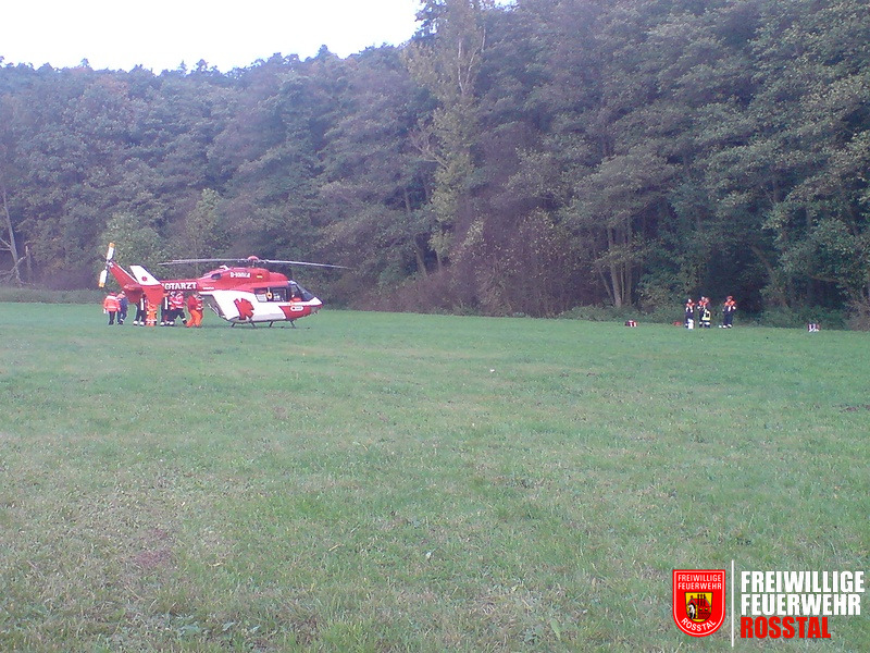 Bild 1 von 4 Der Rettungshubschrauber konnte in einer Lichtung unweit des Fundortes landen