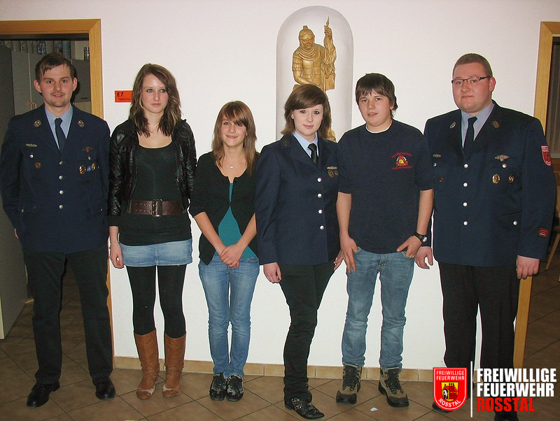 Bild 4 von 4 von links: 2. Jugendwart Steffen Freitag, Kassenpr&uuml;ferinnen Alina S. und Nicole Kneissl, 1.Jugendsprecherin Anja L&auml;mmermann,   2. Jugendsprecher Markus Bogend&ouml;rfer, 1. Jugendwart Stefan Oppelt