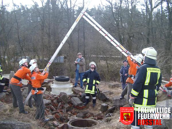 Bild 18 von 25 Vorbereitungen zum Bergen von einer Person aus einem Loch. 