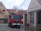 Der Wasserwerfer mit über 1000 l/min in Aktion.
  